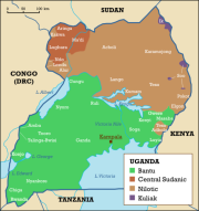 Verteilung der Sprachen in Uganda