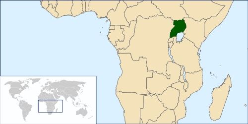 A map of Uganda in Africa