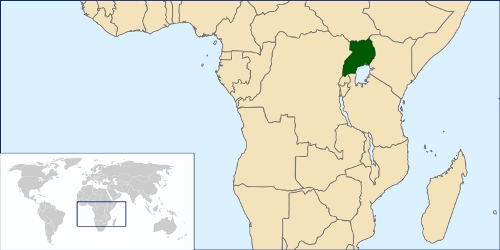 Map of Uganda in Africa